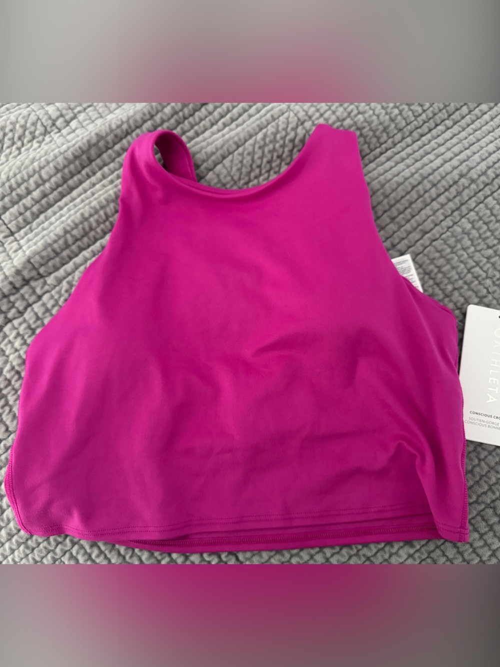 Athleta Magenta High-Neck Crop TankTop Bra  Medium A-C